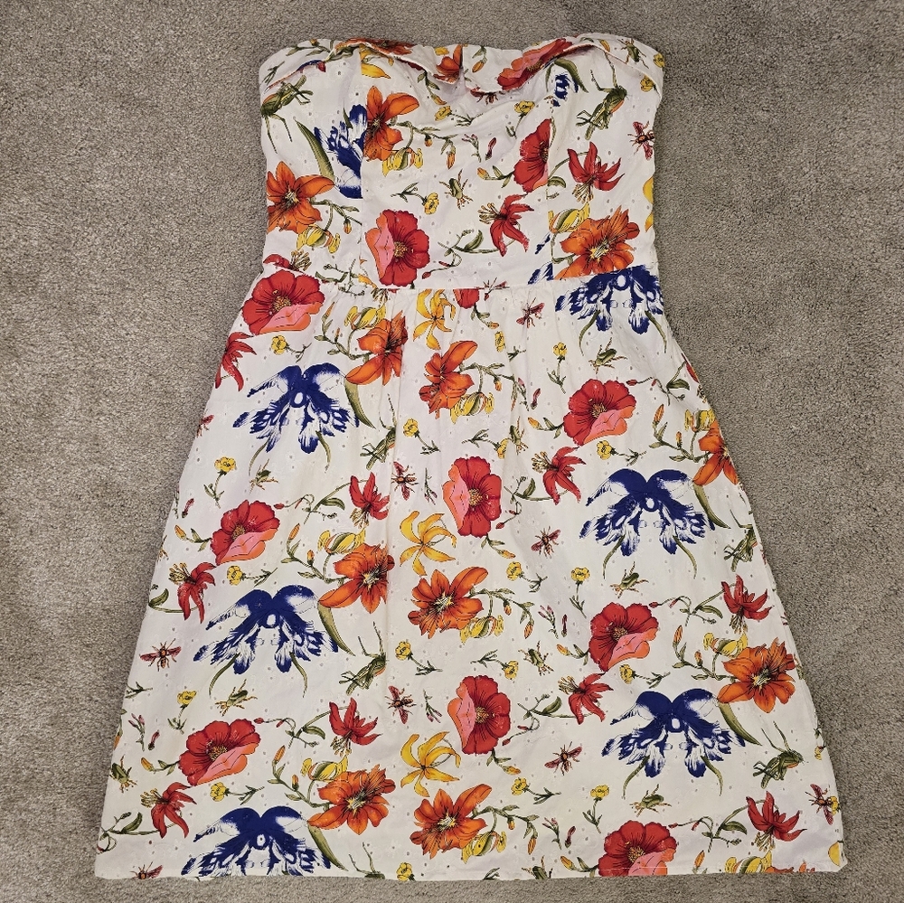 Romy Medium White Floral Strapless Dress